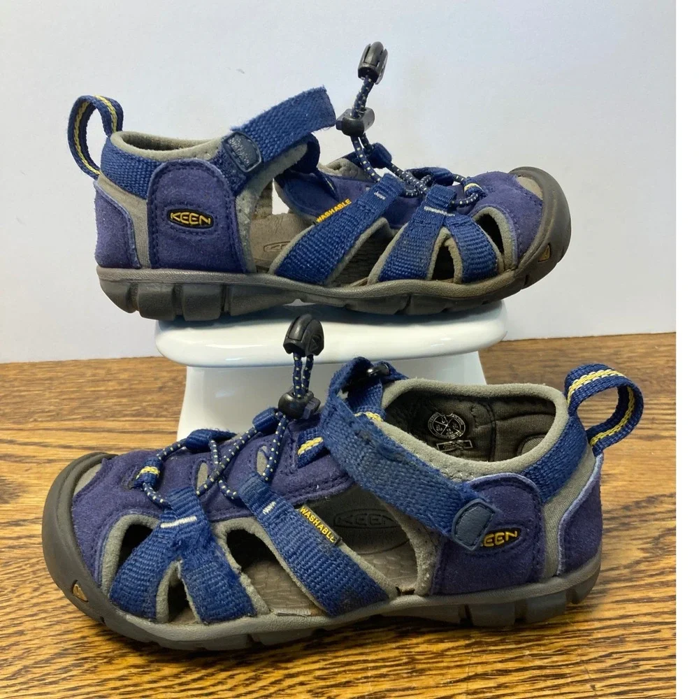 Keen Seacamp II CNX Kids Blue Yellow Waterproof Hiking Sandals 1010088 Size 11